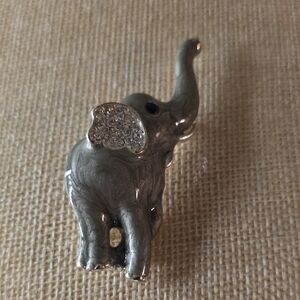 Vintage Silver/Grey Elephant Broich with Crystal Accents